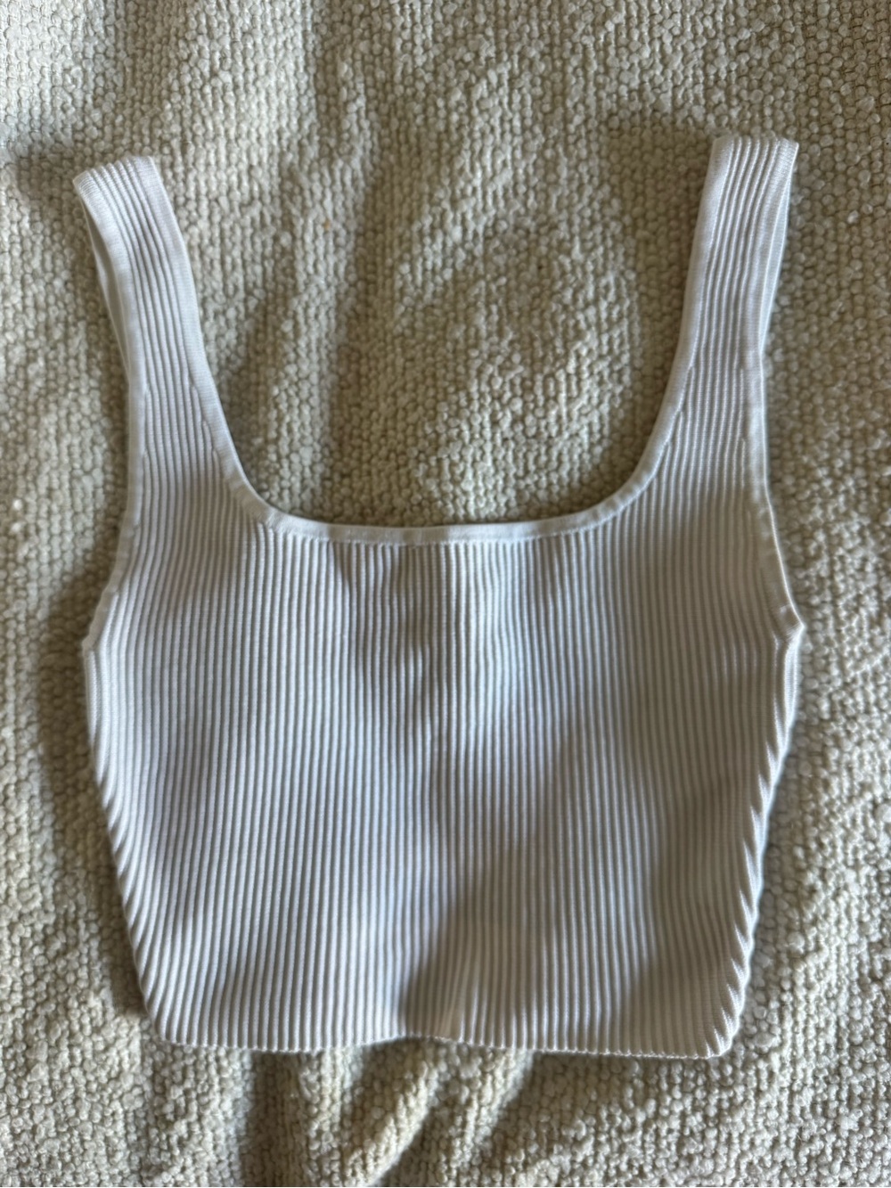 Aritzia Babaton Ribbed Square Neck Cropped Tank Top - White